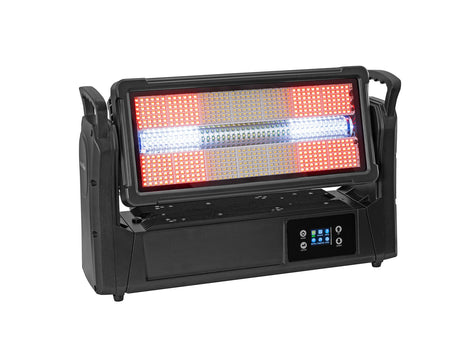 EUROLITE Set 2x LED IP Mega PIX Strobe 714 SWING + Flightcase with wheels - Ekranas su mygtukais ir logotipu