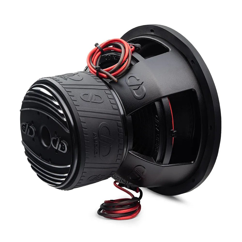 DD AUDIO 712g-D4 - Juodas garsiakalbis su logotipais ir laidais