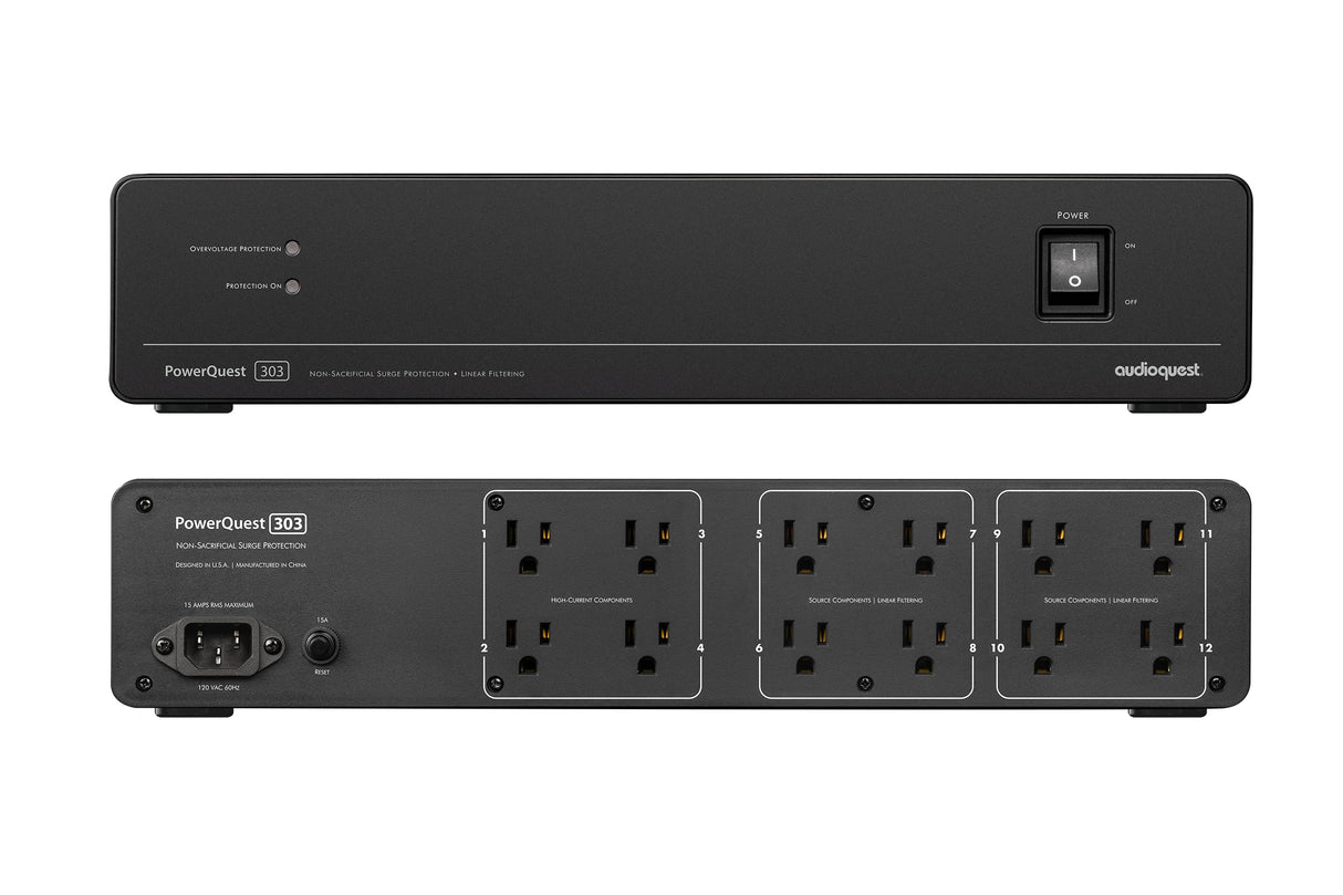 AudioQuest PowerQuest 303, maitinimo filtras- šonas/galas