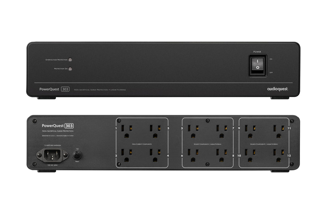 AudioQuest PowerQuest 303, maitinimo filtras- šonas/galas