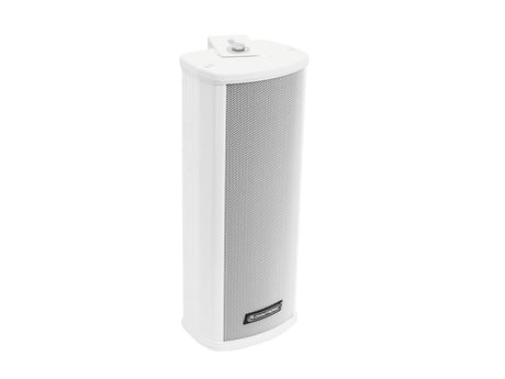 OMNITRONIC PCW-10 Column Speaker IP44 - Balta kolonėlė iš kampo, matosi logotipas