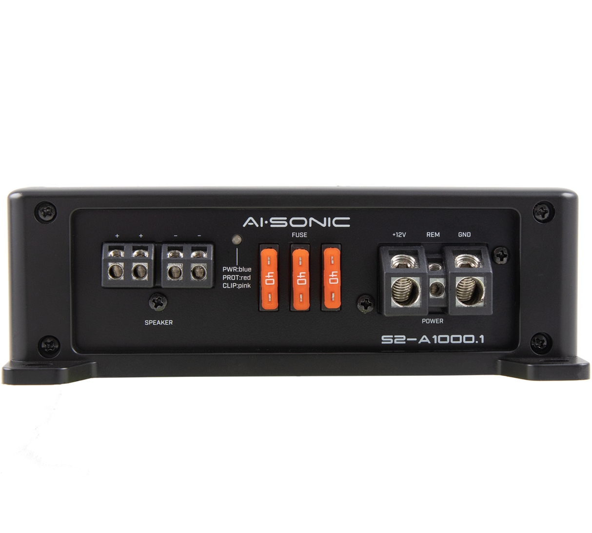AI-SONIC S2-A1000.1 su S2-BASS KNOB - galinė panelė su jungtimis ir saugikliais