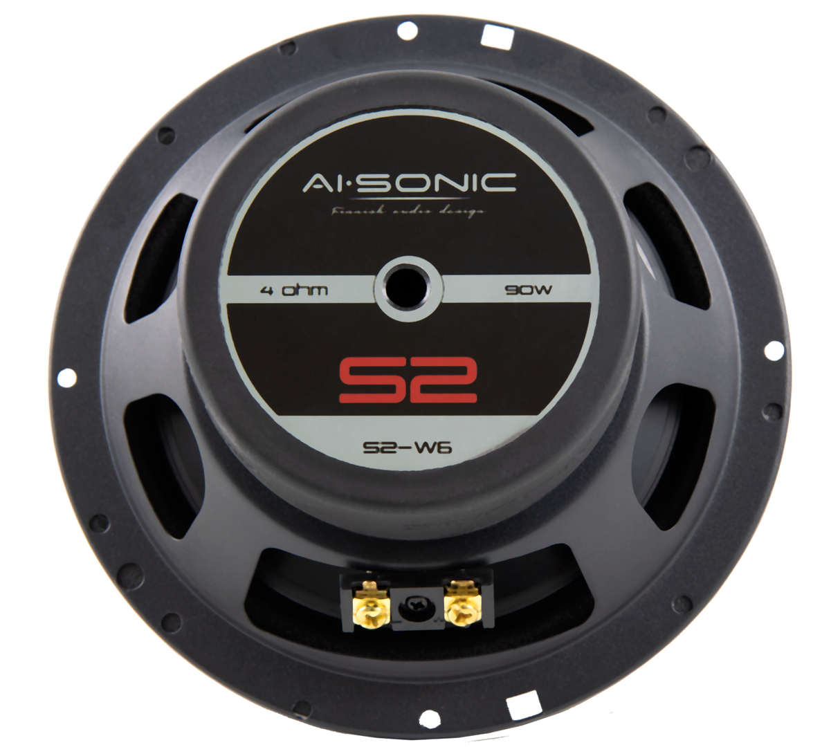 AI-SONIC S2-W6 - Galinė pusė su jungtimis ir logotipu