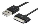 AIV Apple duomenų perdavimo ir įkrovimo laidas juodas - USB ir 30 kontaktų jungtys iš arti