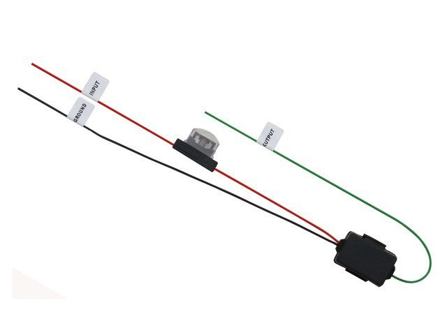 AIV triukšmo filtratorius 12V - laidai su žymomis "INPUT" ir "OUTPUT