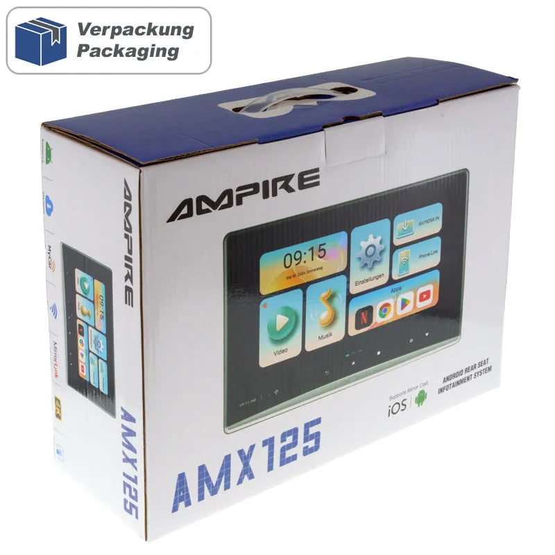 AMPIRE AMX125, 12.4" RSE Android automobilinis monitorius su HDMI