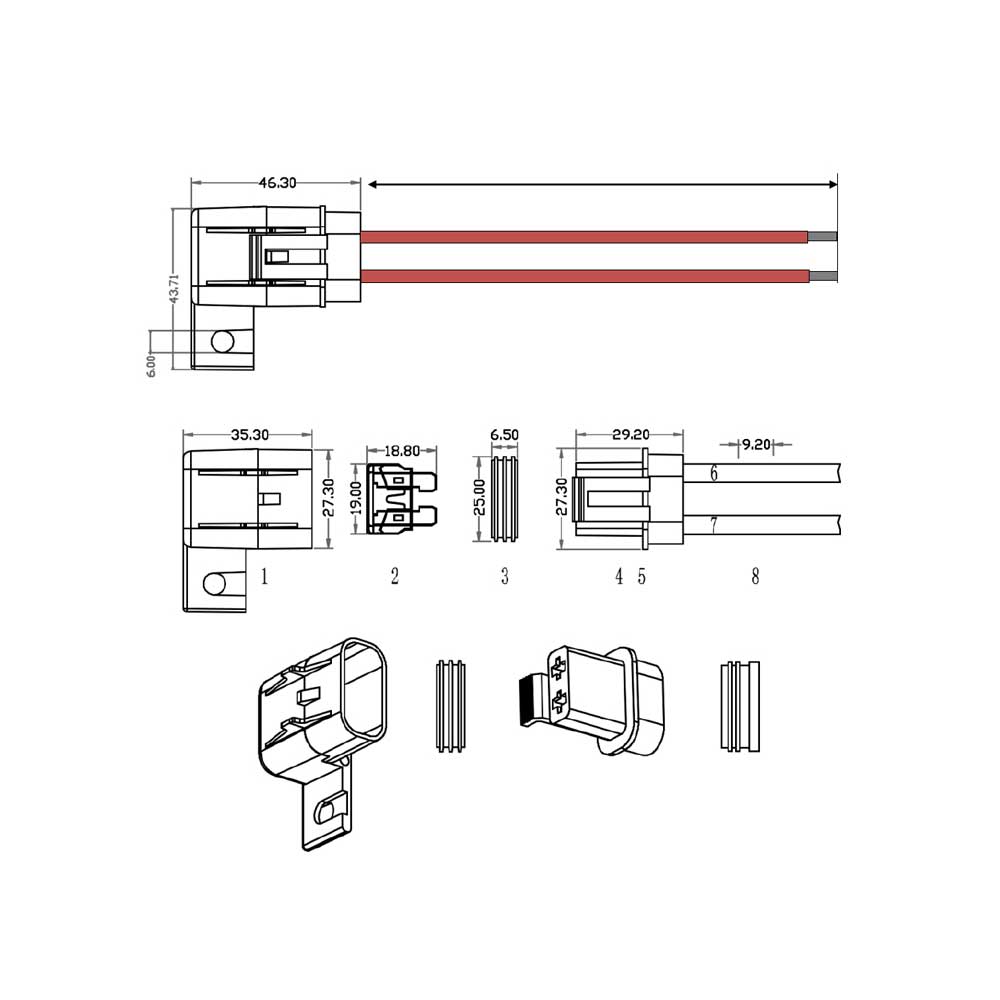 AMPIRE ATO saugiklių laikiklis 4mm² (12 AWG) laidams, atsparus vandeniui