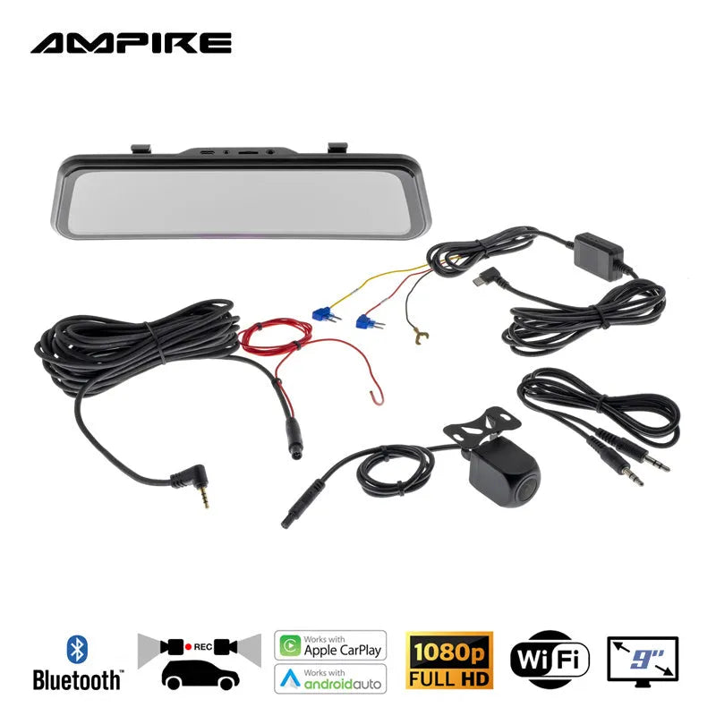 AMPIRE CPS090, išmanusis veidrodėlis su Carplay, Wi-Fi funkcija