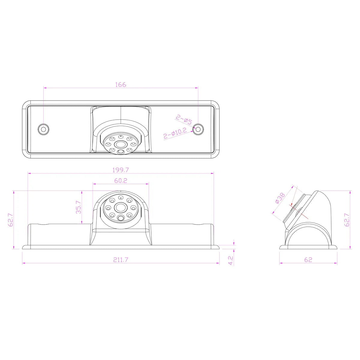 AMPIRE KV-UNIVERSAL, galinio vaizdo kamera automobiliui