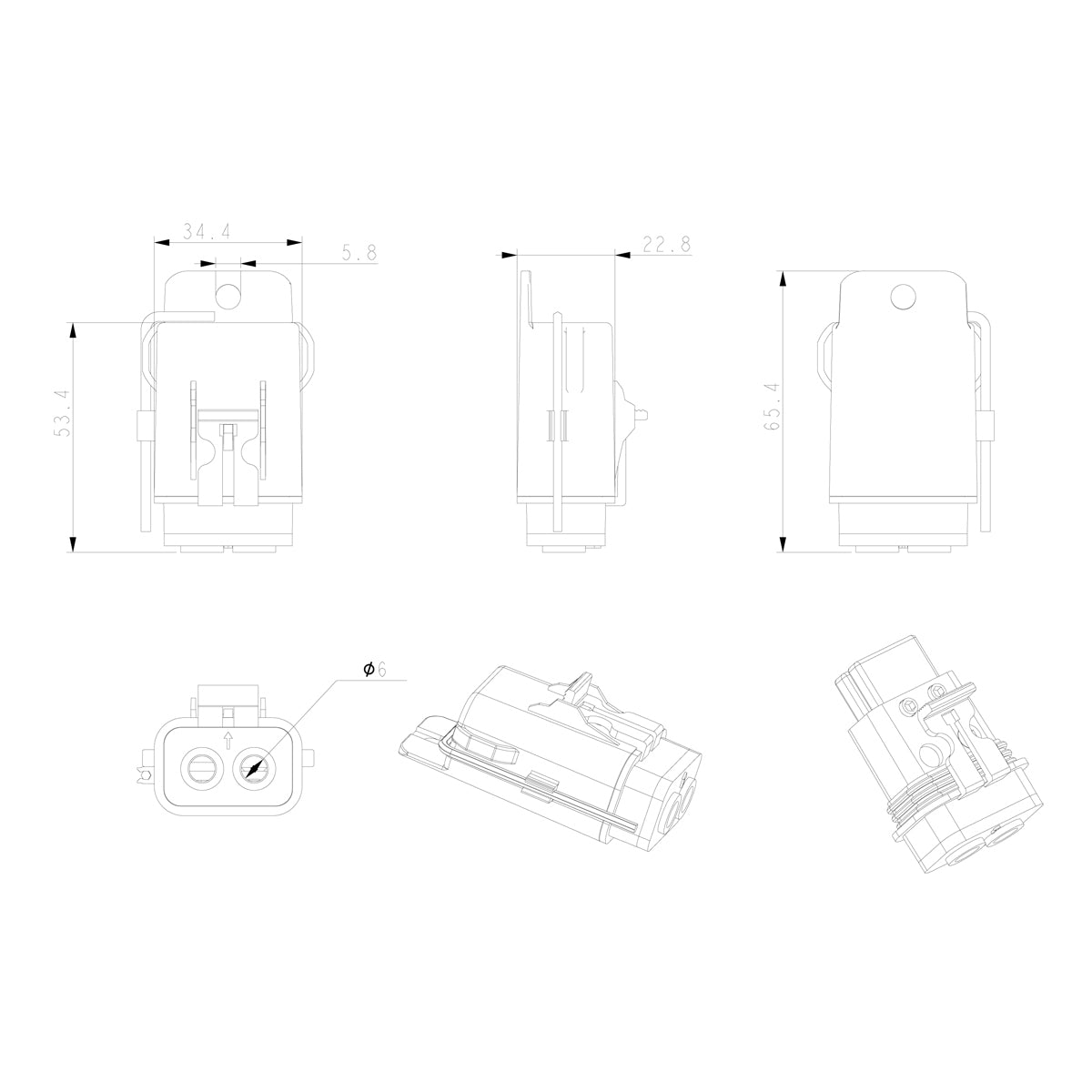AMPIRE XSM10, vandeniui atsparus ATO saugiklio laikiklis (6–10 mm²)