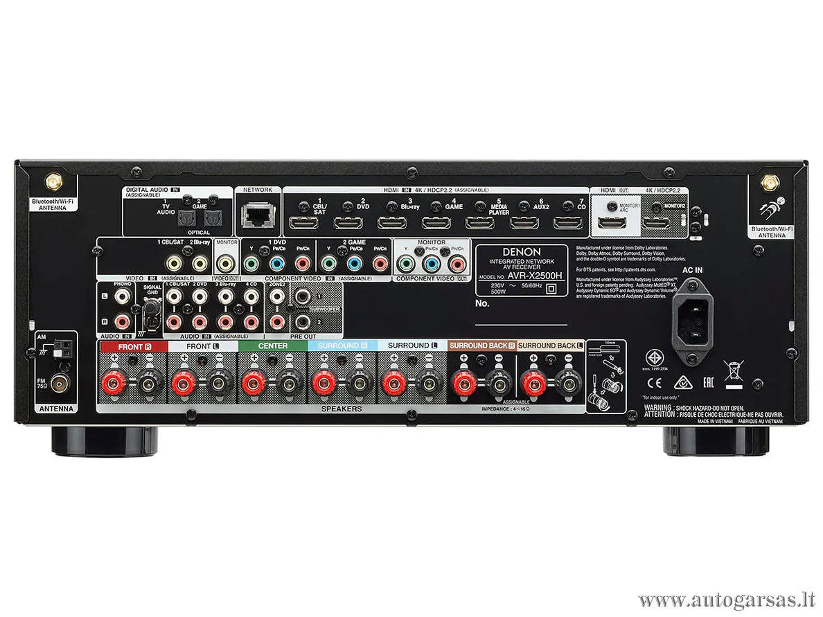 AV resyveris Denon AVR-X2500H 7.2 kanalo namų kino stiprintuvas 7x95W