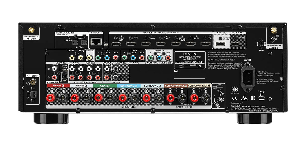 AV resyveris Denon AVR-X2600H, 7.2 kanalo namų kino stiprintuvas 7x150W 2600
