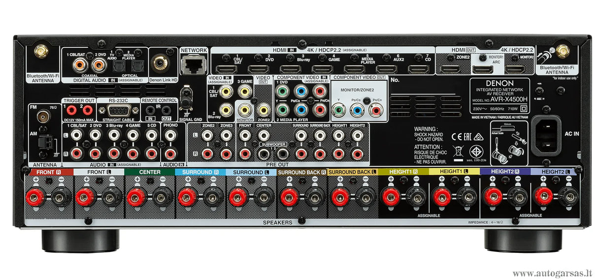 AV resyveris Denon AVR-X4500H 9.2 kanalo namų kino stiprintuvas 9x125W