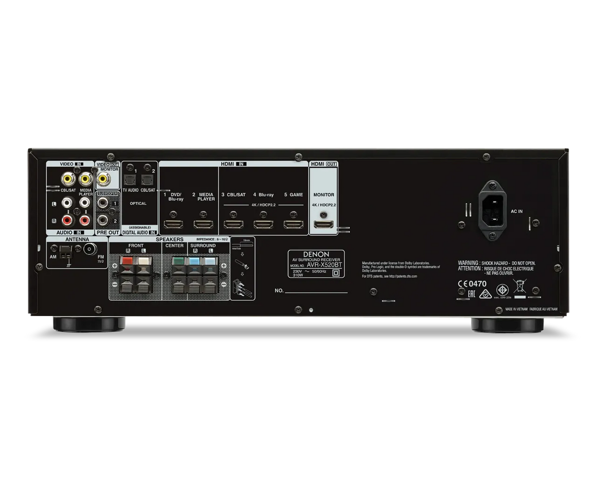 AV resyveris Denon AVR-X520BT 5.2 HD, 5x130W su Bluetooth