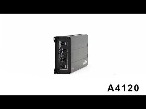 AXTON, A4120 4-kanalų automobilinis garso stiprintuvas, 4x60W - galinė panelė su jungtimis ir nustatymais