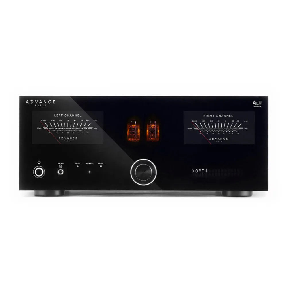 Advance Paris A10 APEX, integruotas stereo stiprintuvas su DAC - Lempos ir analoginiai matuokliai priekinėje panelėje