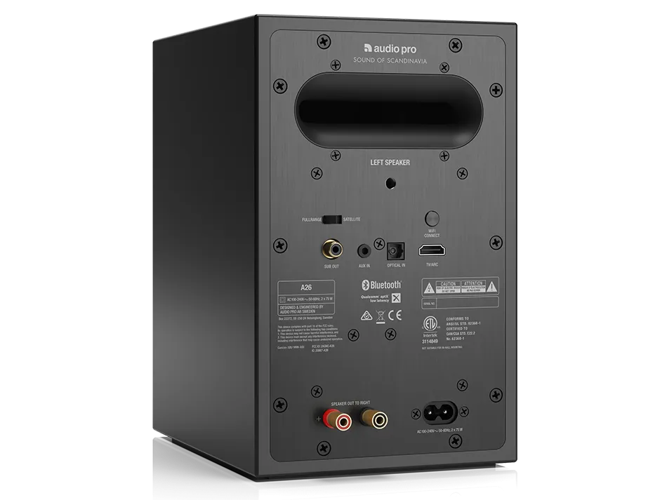 Aktyvios lentyninės garso kolonėlės Audio Pro A26 su Wi-Fi, Bluetooth