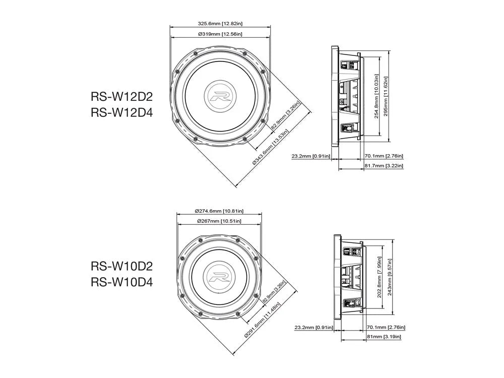 Alpine RS-W10D4, 25 cm automobilinis žemų dažnių garsiakalbis