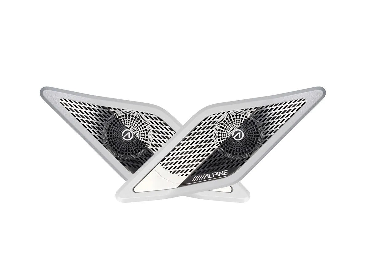Alpine SPC-106CRA2-2, 6.5" komponentiniai garsiakalbiai skirti VW Crafter 2 ir MAN TGE - Garsiakalbių dizainas su grotelėmis ir logotipu