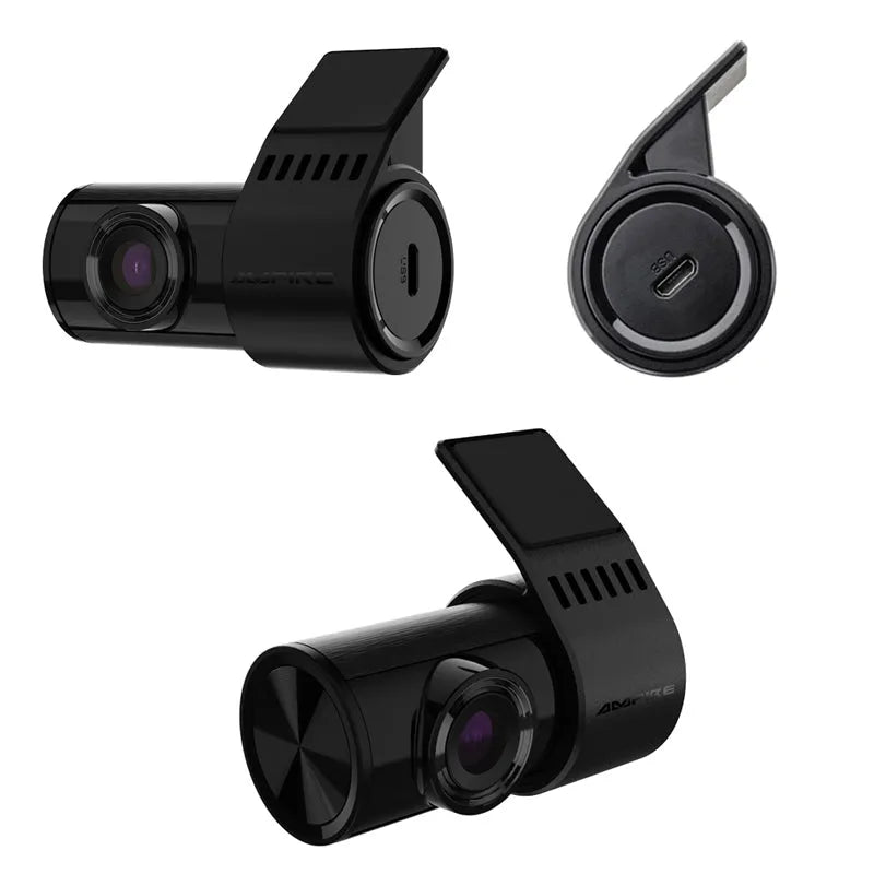 Ampire DC2-PRO, 2-jų kamerų vaizdo registratorius su 2K raiška - USB-C jungtis ir ventiliacijos grotelės