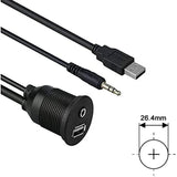 Ampire XUX060, USB-A + AUX įmontuotas lizdas