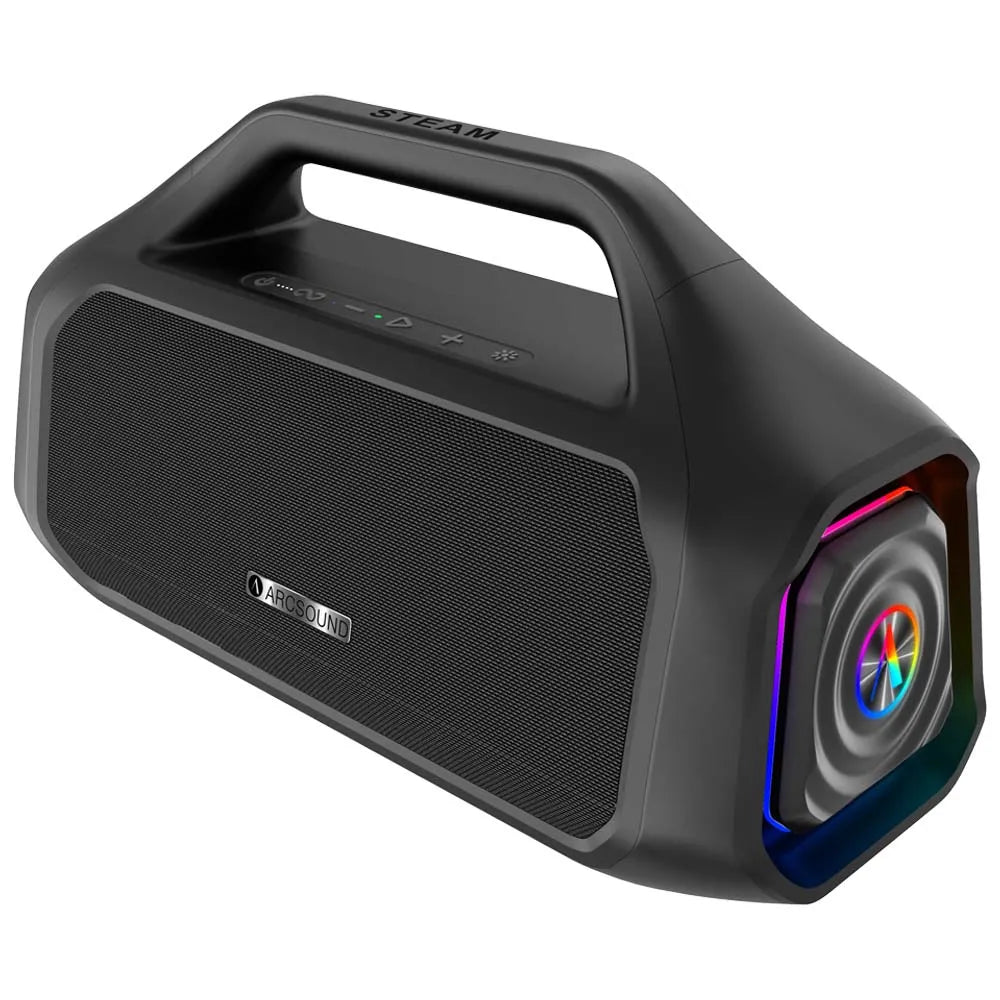 Arcsound STEAM, nešiojama Bluetooth kolonėlė, 200W - Šoninis vaizdas su RGB apšvietimu