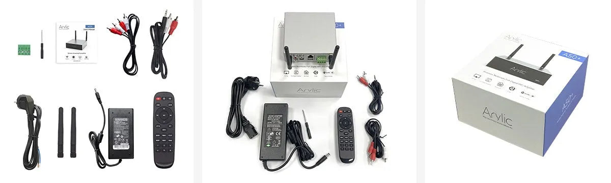 Arylic A50+, išmanus stereo stiprintuvas su tinklo grotuvu 2x50W