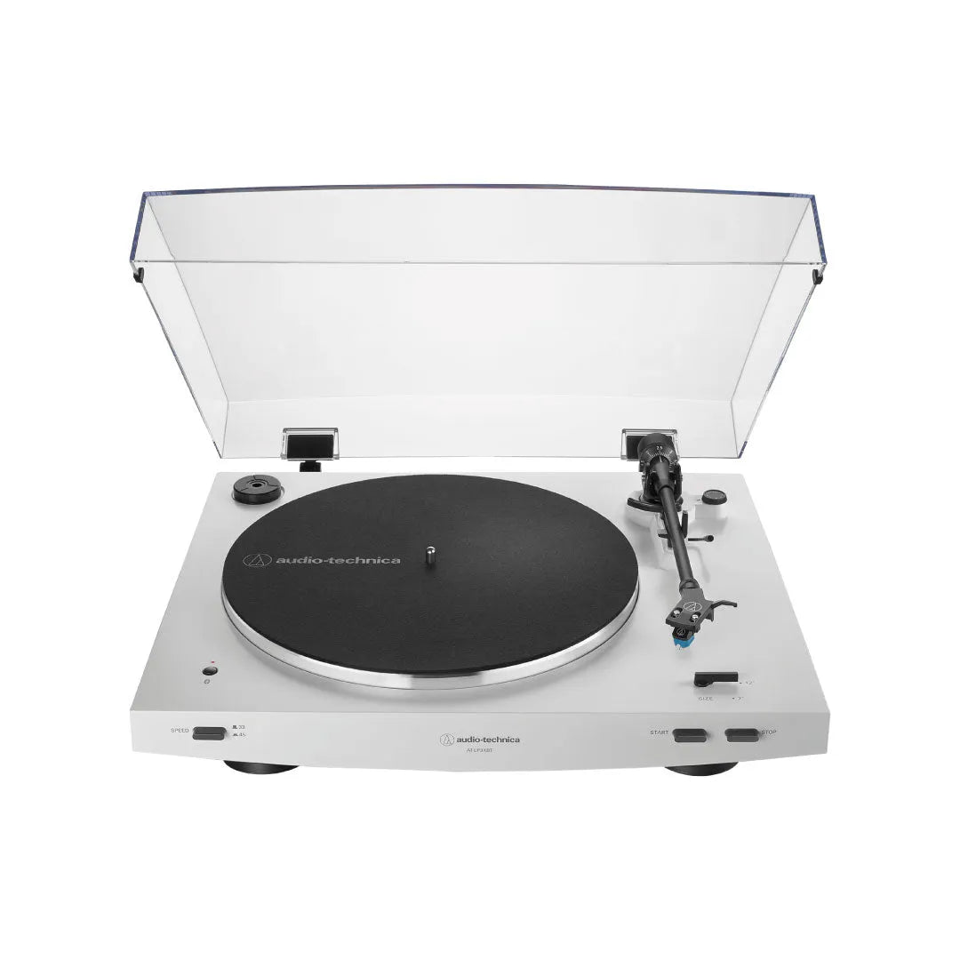 Audio-Technica AT-LP3XBT, automatinis patefonas su Bluetooth 5.2 - priekinė panelė su mygtukais ir jungtimis