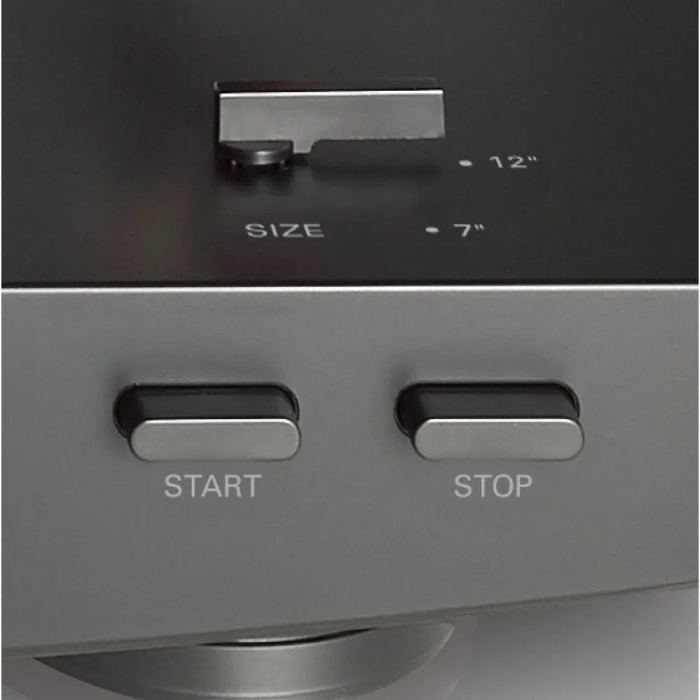 Audio-Technica AT-LP3XBT, automatinis patefonas su Bluetooth 5.2 - mygtukai "START" ir "STOP", plokštelės dydžio pasirinkimas