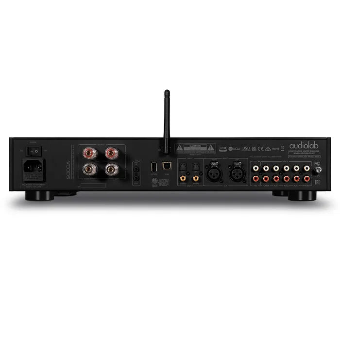 Audiolab 9000A, Integruotas stereo stiprintuvas - Galinė panelė su daugybe jungčių ir antenė