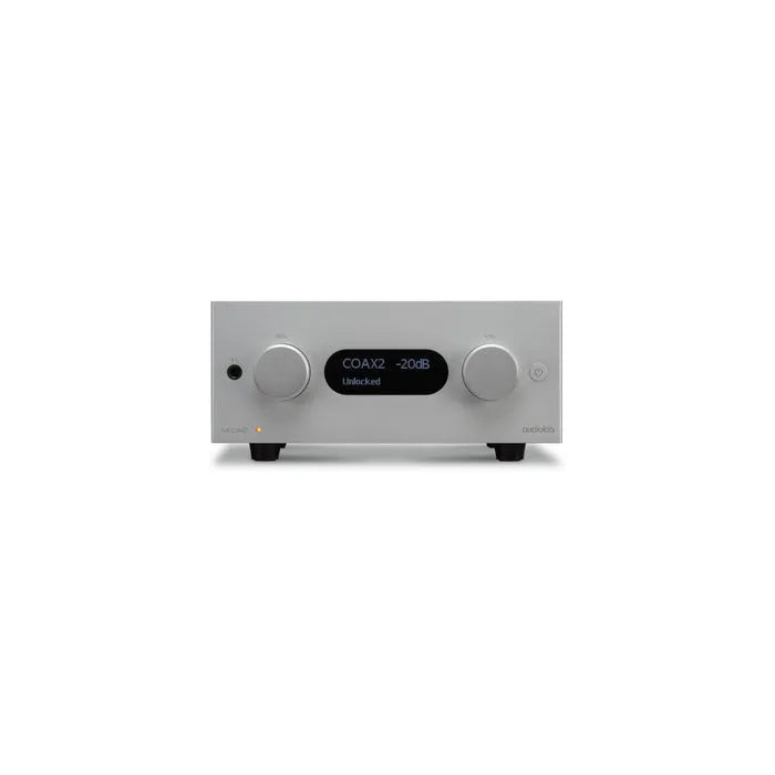 Audiolab M-DAC+, ausinių stiprintuvas ir D/A keitiklis - Priekinė panelė su ekrano ir valdymo elementais