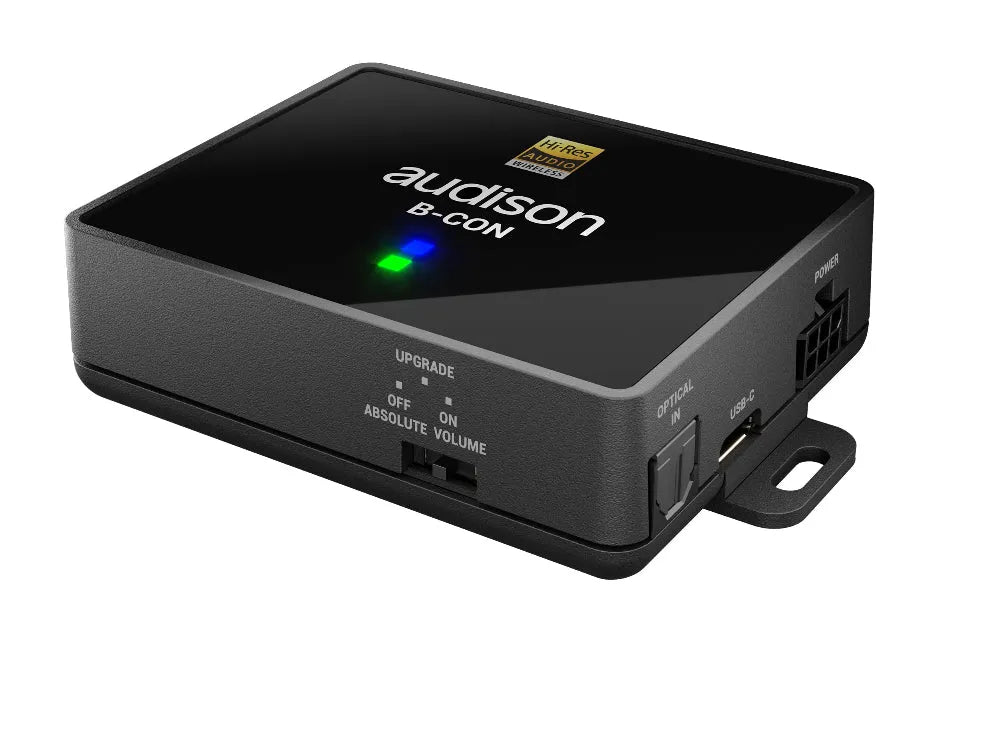 Audison B-CON II, Bluetooth imtuvas automobiliui su LDAC 24 bit / 96 kHz - galinė panelė su jungtimis ir jungikliais