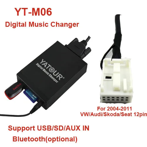 Automobilinis USB/SD/AUX adapteris YATOUR YT-M06, ISO 12-PIN, skirtas