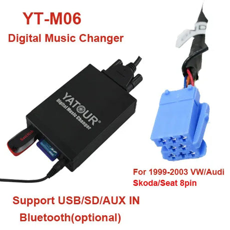 Automobilinis USB/SD/AUX adapteris YATOUR YT-M06, ISO 8-PIN, skirtas AUDI automobiliams 1999-2006m
