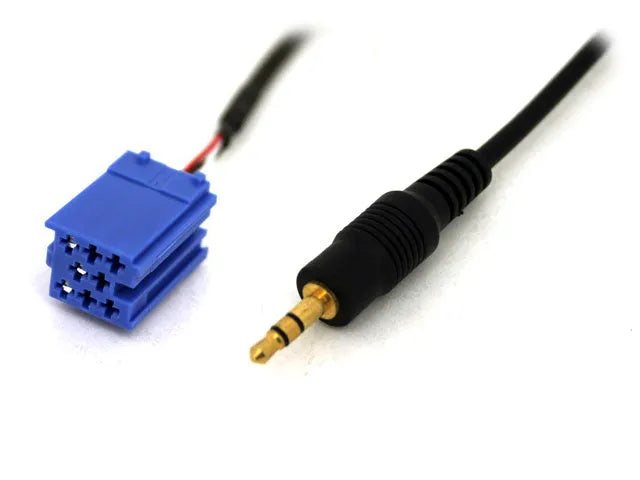 BLA-3.5 mini-ISO Aux įėjimo adapteris magnetolom su CD keitikliu - Mėlyna jungtis ir 3.5mm audio kištukas