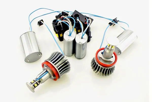 BMW LED Marker H8 20W x2 Cree LED - du LED žibintai su aušintuvais ir laidais