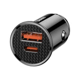 Baseus CCALL-YS01, automobilinis įkroviklis, 30W, USB + USB-C, QC4.0 - priekinė panelė su USB jungtimis