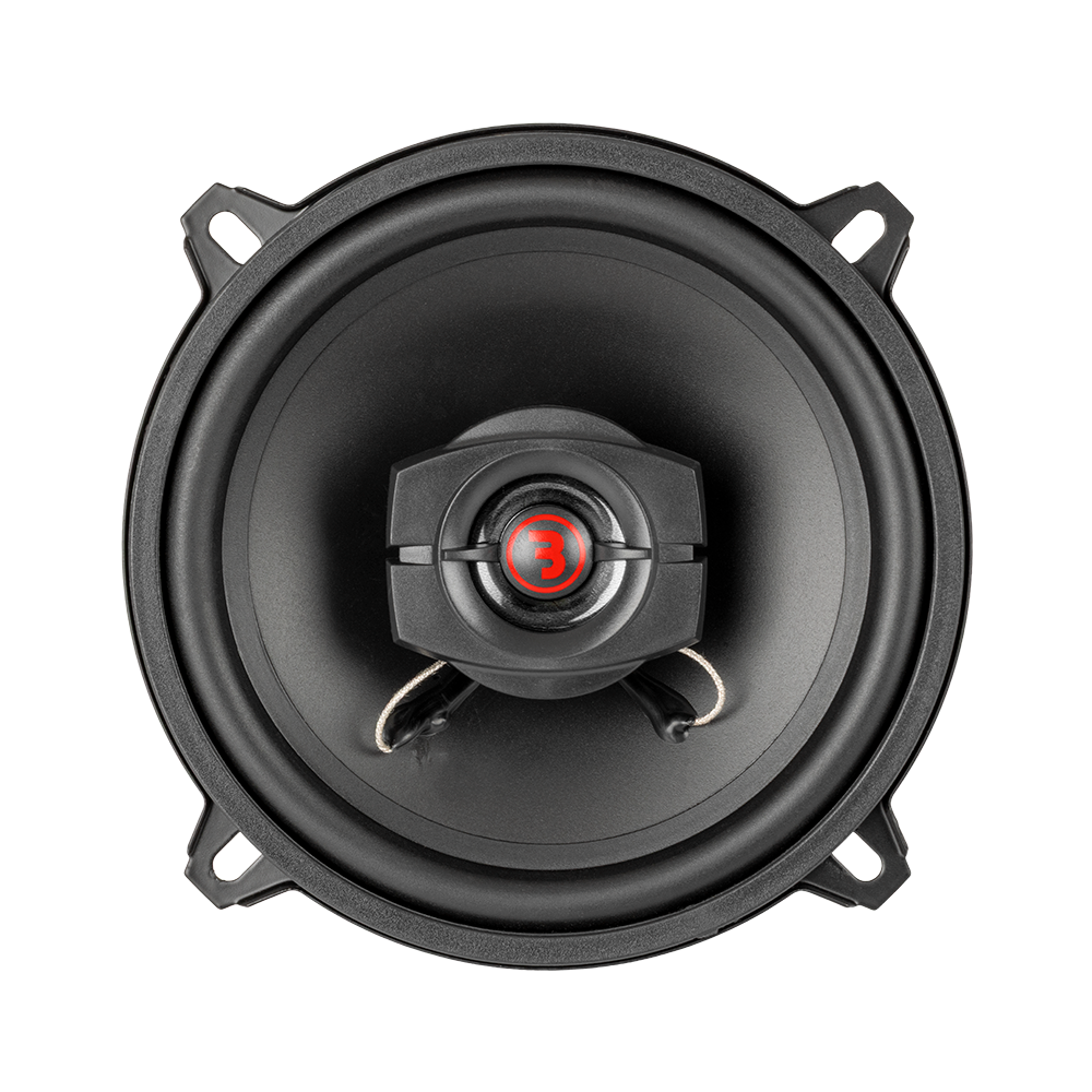 Bass Habit Rebel R130, 13 cm koaksialiniai automobiliniai garsiakalbiai - Juodas garsiakalbis su raudonu logotipu