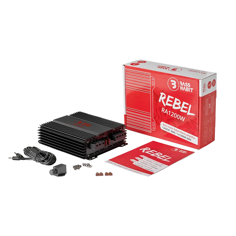 Bass Habit Rebel RA1200W, mono automobilinis garso stiprintuvas 600W
