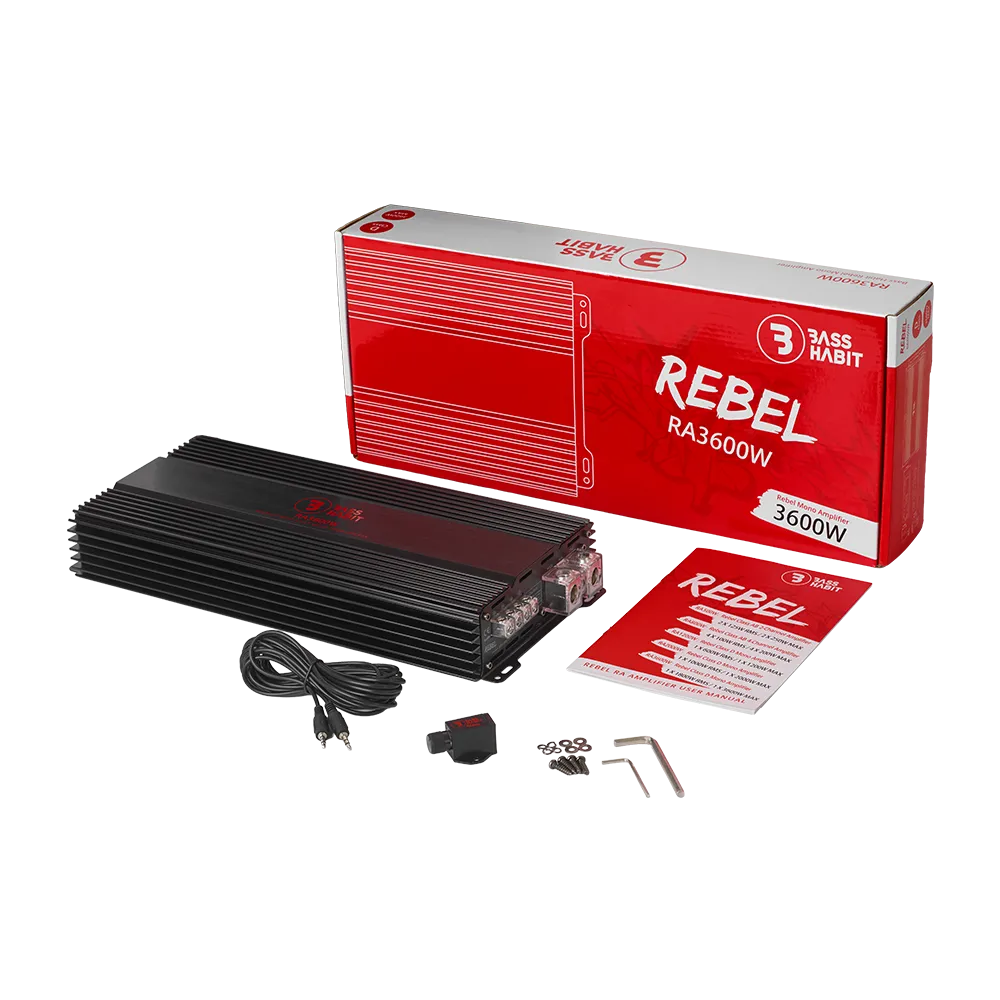 Bass Habit Rebel RA3600W, mono automobilinis garso stiprintuvas