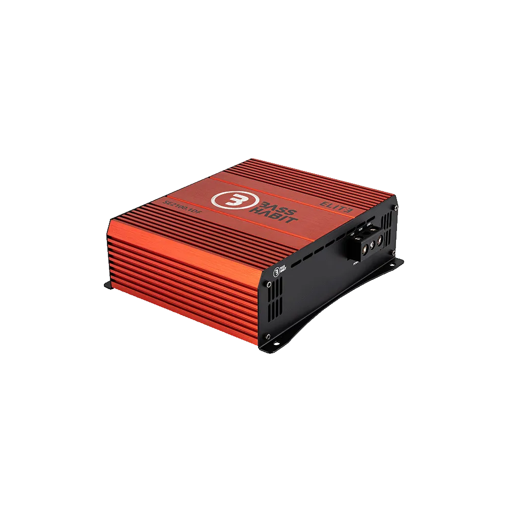 Bass Habit SPL Elite 2100.1DF, mono automobilinis garso stiprintuvas - Oranžinis stiprintuvas su logotipu