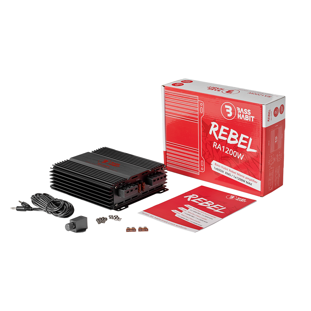 Bass Habit Rebel RA1200W, mono automobilinis garso stiprintuvas 600W