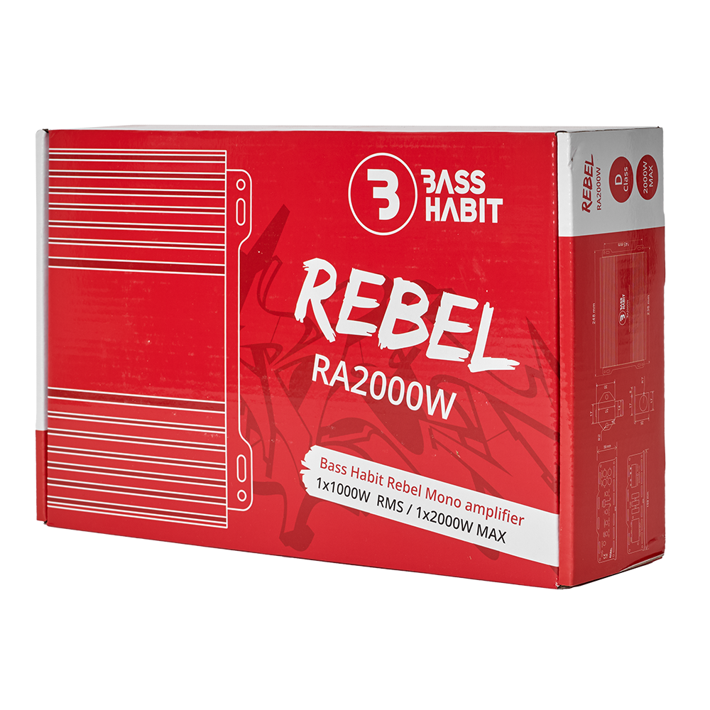 Bass Habit Rebel RA2000W, mono automobilinis garso stiprintuvas 1000W