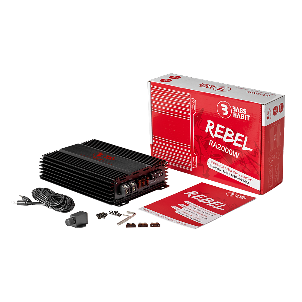 Bass Habit Rebel RA2000W, mono automobilinis garso stiprintuvas 1000W