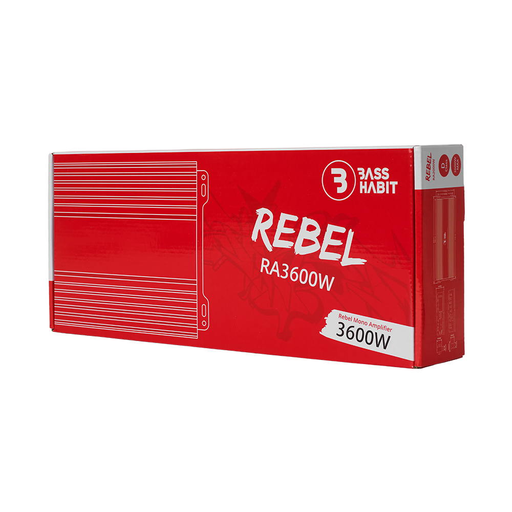 Bass Habit Rebel RA3600W, mono automobilinis garso stiprintuvas