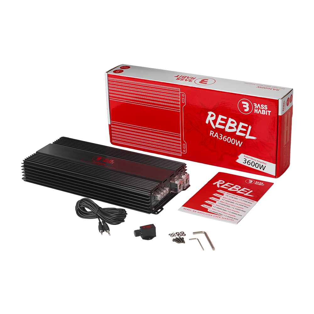 Bass Habit Rebel RA3600W, mono automobilinis garso stiprintuvas
