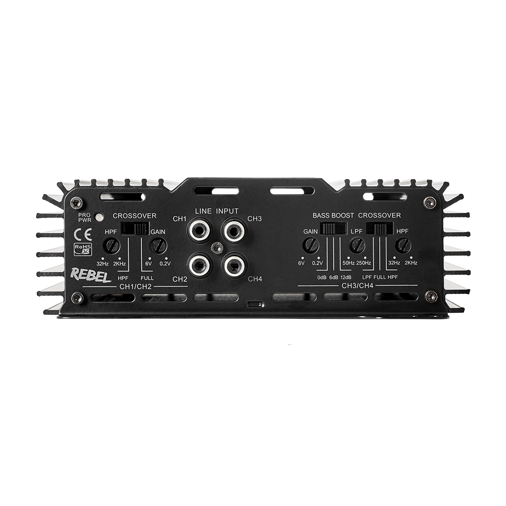 Bass Habit Rebel RA800W, 4-rių kanalų automobilinis garso stiprintuvas 4x100W