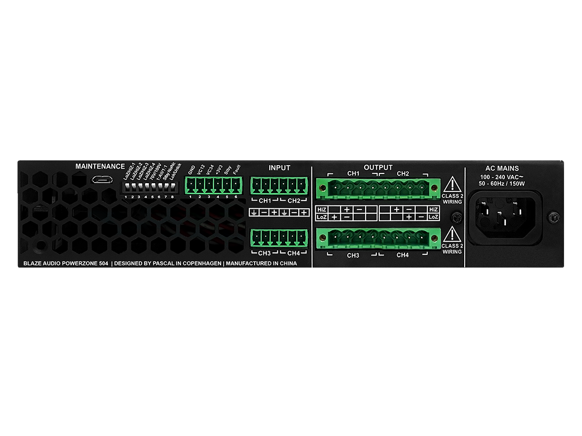 Blaze PowerZone 504, 4 kanalų stiprintuvas 500 W