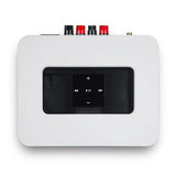Bluesound POWERNODE 2i, HDMI ARC, išmanus garso stiprintuvas - garsiakalbių jungtys viršuje ir valdymo mygtukai priekyje