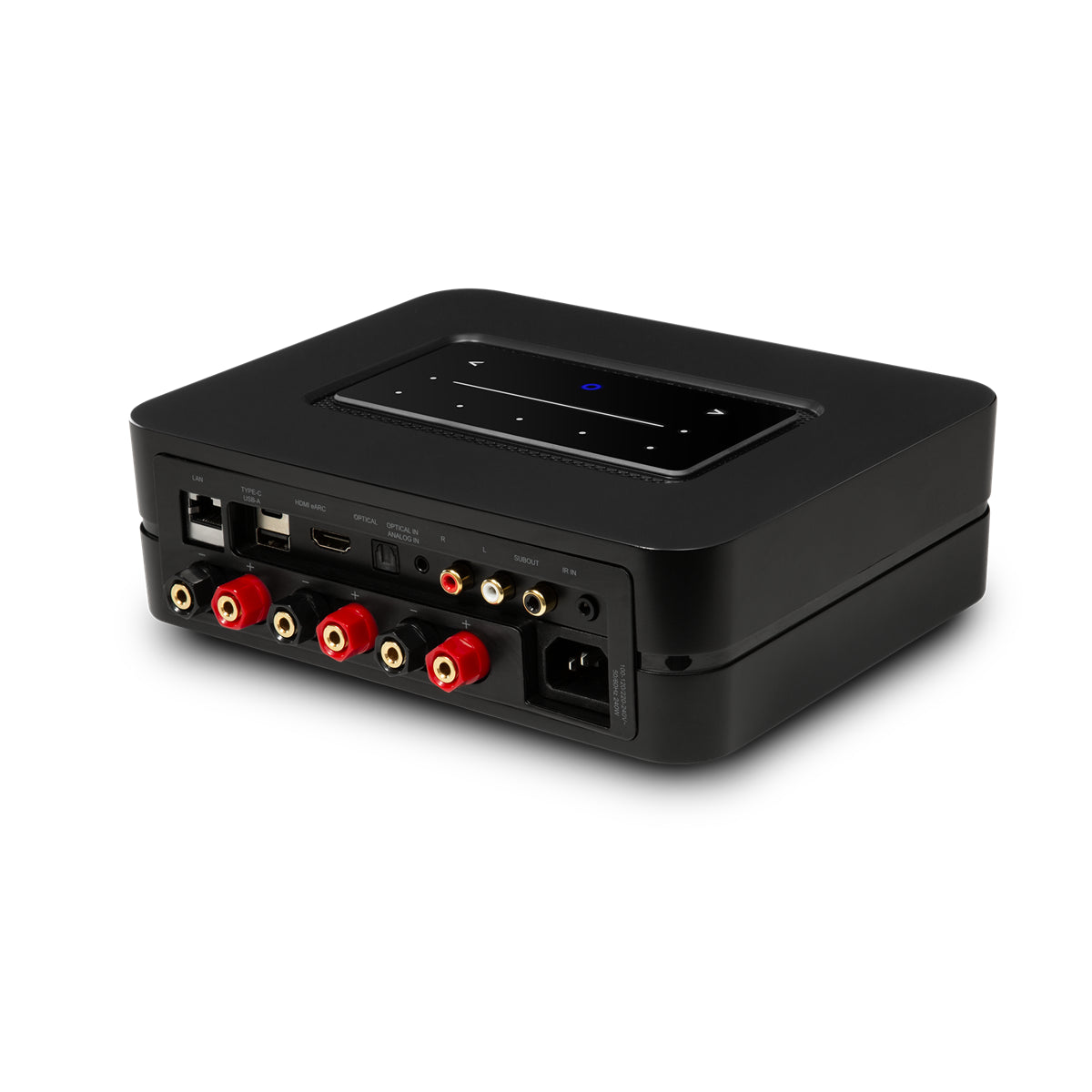 Bluesound POWERNODE, Multiroom tinklo stiprintuvas su BluOS, Dirac Live, HDMI ARC - galinė panelė su jungtimis ir mygtukais
